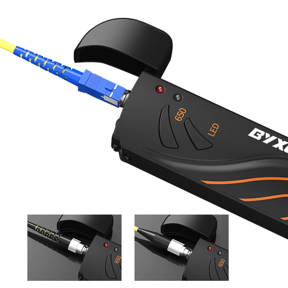 B3 Mini Vizuális Hibakereső Száloptikás Tesztelő 650nm Piros Fényű Univerzális SC/FC/ST Száloptikás Tesztlámpa