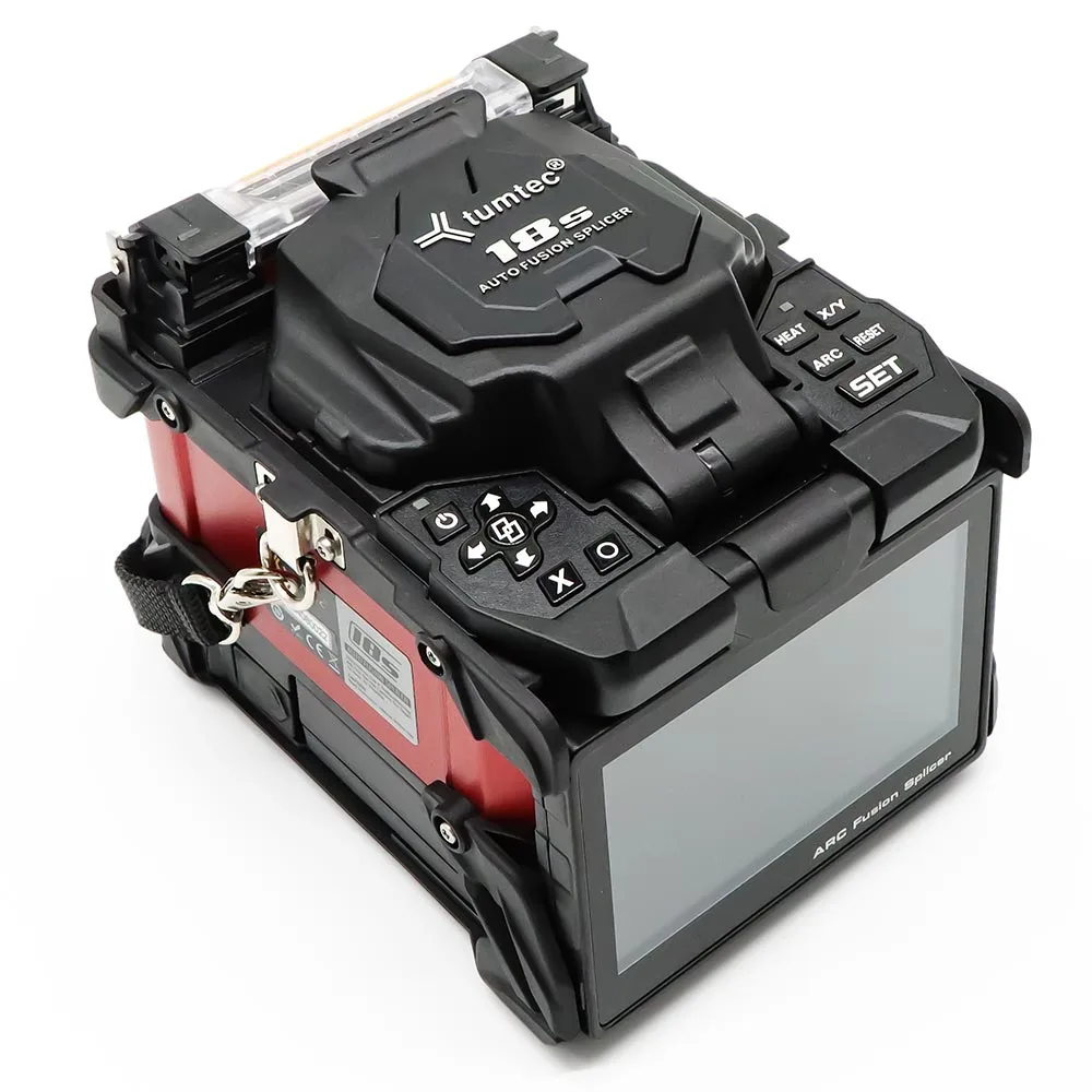 Giuntatrice a fusione con scanalatura a V in fibra ottica sinistra