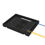 Internal structure of FTTH SC/APC PLC Splitter ABS Box showing fiber optic components and layout.