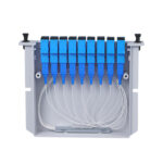 Internal structure of LGX Cassette PLC Splitter Module SC/UPC showing fiber arrangement and components