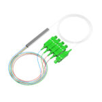 Mini Fiber Optic PLC Splitter with 1x4 output connectors.