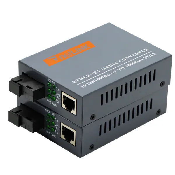1 Pair Netlink Fiber Media Converter, 10/100/1000Mbps, Single Mode, 20/30KM SC Port, POE, GSM