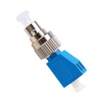 Close-up of FC Male to LC Female Fiber Optic Adapter connector.