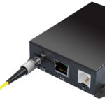 FC UPC Simplex to FC UPC Simplex Fiber Patch Cable connected to a transceiver