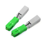 Comparison of two FTTH SC/APC Fiber Optic Fast Connectors side by side.