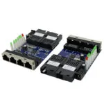 Cặp bộ chuyển đổi cáp quang sang RJ45 đứng thẳng.