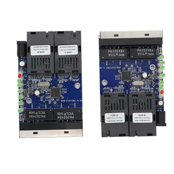 محول وسائط الألياف إلى RJ45، لوحة PCBA، مفتاح بصري، 10/100 ميجابت في الثانية - منفذا ألياف، 4 منافذ RJ45