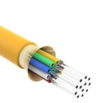 0.9mm GJFJV Tight Buffer Fiber Optic Cable with 12 fiber cores displayed.
