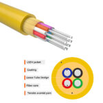 Cross-section view of 0.9mm GJFJV Tight Buffer Fiber Optic Cable showing internal structure.