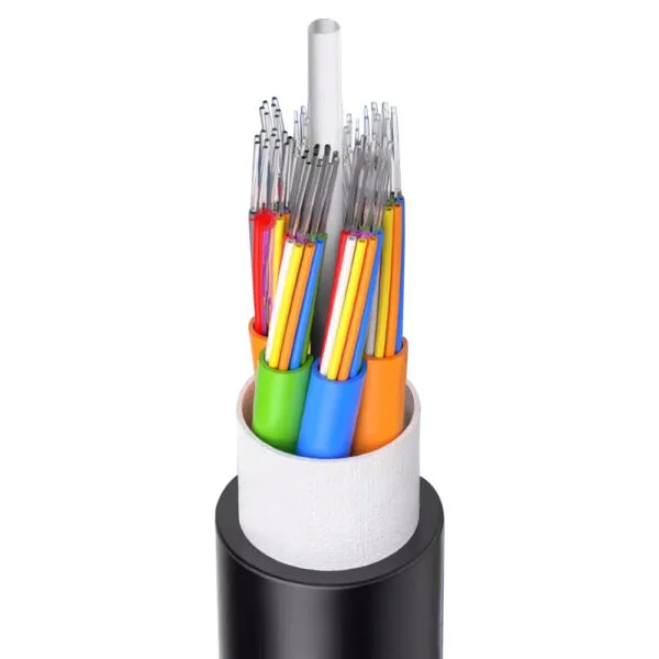 كابل الألياف الضوئية GYFTY/GYFTZY المجدول ذو الأنبوب السائب والمغلف بطبقة غير معدنية، مقاوم للهب والتداخل الكهرومغناطيسي، للاستخدام الخارجي، من 2 إلى 216 نواة