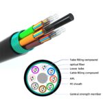 Cross-section view of Outdoor GYTS 4 Core Aluminum Armored Aerial Duct Fiber Optic Cable showing internal structure.
