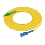 Close-up circular view of LC APC to SC UPC Single Mode Fiber Patch Cable