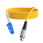 Circular close-up of LC UPC Simplex to FC UPC Simplex Fiber Patch Cable