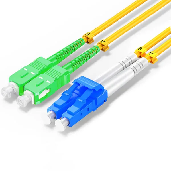 สายแพทช์ LC/UPC ถึง SC/APC, โหมดดูเพล็กซ์เดี่ยว (OS2), 2 ไฟเบอร์, 9/125µm