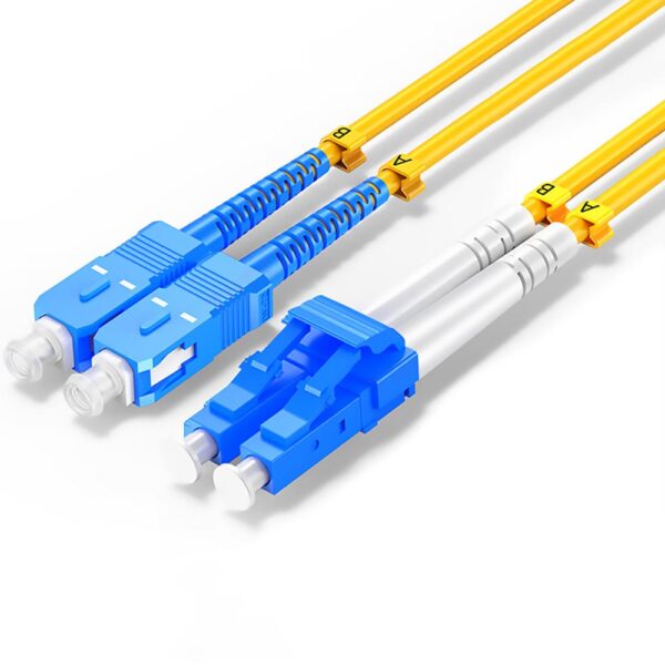 LC/UPC to SC/UPC Duplex Fiber Patch Cable, Single Mode (OS2), PVC/LSZH, 2.0mm