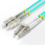 LC UPC to SC UPC Duplex Fiber Patch Cable, Multimode OM3, 10G, LSZH, 10m (33ft), 2.0mm