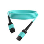 MTP/MPO to MTP/MPO 12 Strand Female Multi-Fiber Patch Cable coiled in a circle