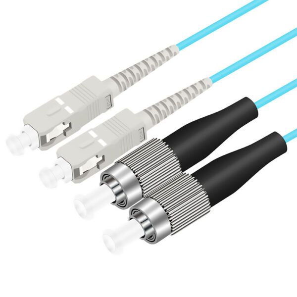 SC UPC to FC UPC Duplex Fiber Optic Patch Cable, Multimode OM3 10Gb, 50/125μm, LSZH