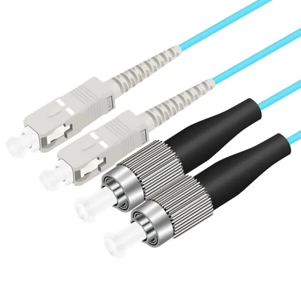 สายแพทช์ไฟเบอร์ออปติก SC UPC ถึง FC UPC แบบดูเพล็กซ์ มัลติโหมด OM3 10Gb 50/125μm LSZH