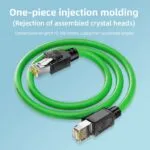 Złącze RJ45 CAT5E podwójnie ekranowane, srebrne, zielone