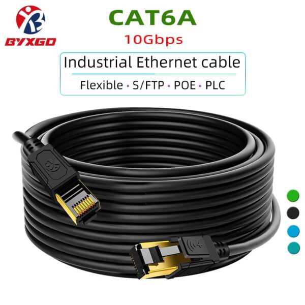 CAT6A RJ45 Connector Industrial Ethernet Cable 10Gbps S/FTP Shielded