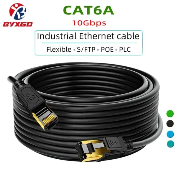 Kabel Ethernet Industri Penyambung CAT6A RJ45 10Gbps S/FTP Berlindung