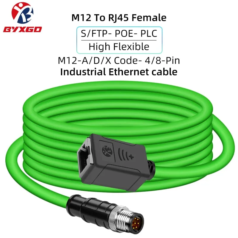 Industrielles Ethernet-Kabel (RJ45-Buchse auf M12-Stecker)