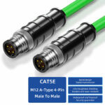 M12 CAT5E A-coded 4 Pin Male to Male