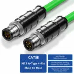 M12 CAT5E Aコード 4ピン オス-オス