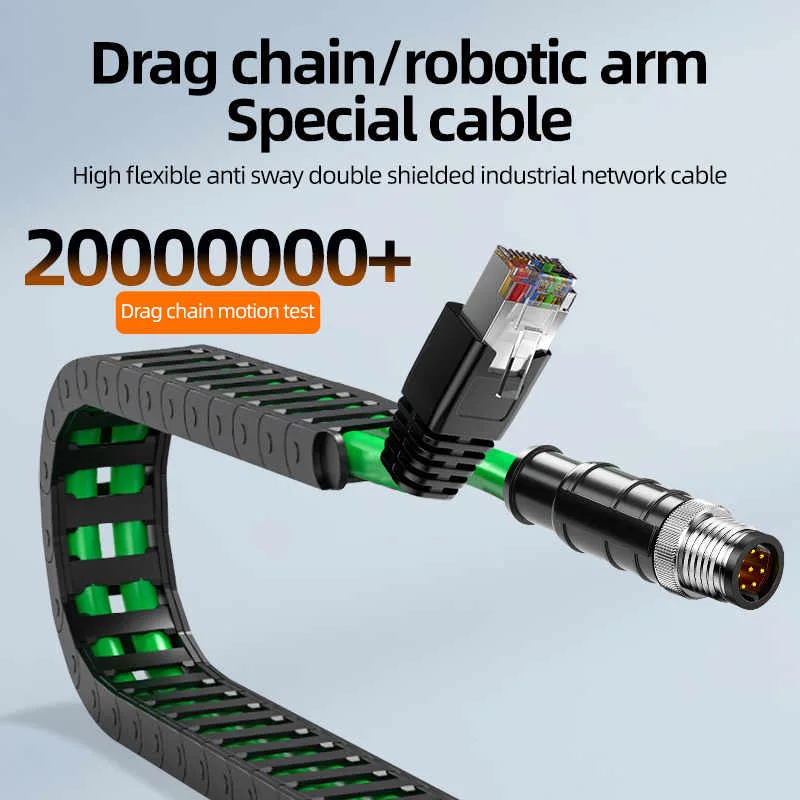 Cabo Ethernet Circular com Conector M12 para Conector RJ45