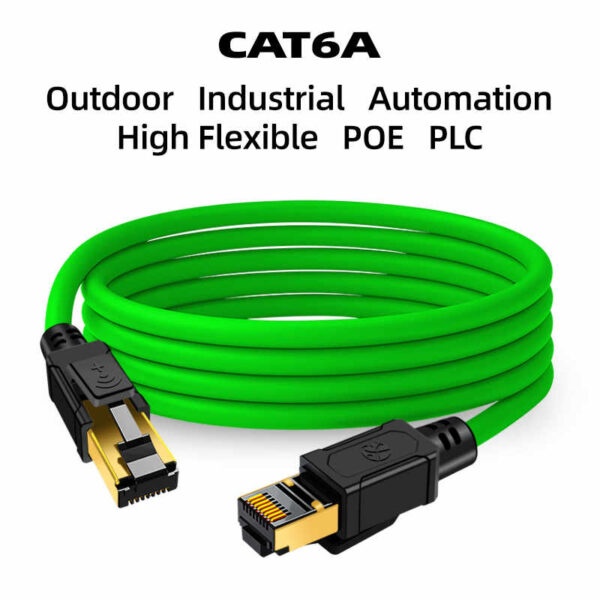 1ft (0.3m) RJ45 Connector CAT6A 26AWG Shielded (S/FTP) Industrial Ethernet Network Patch Cable