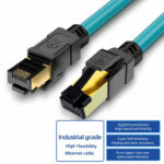 RJ45 Connector CAT6A Shielded gold-plated Industrial Patch Cable - Dark Green