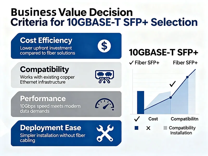 Критерии принятия решения о ценности бизнеса для выбора 10GBASE-T-SFP+