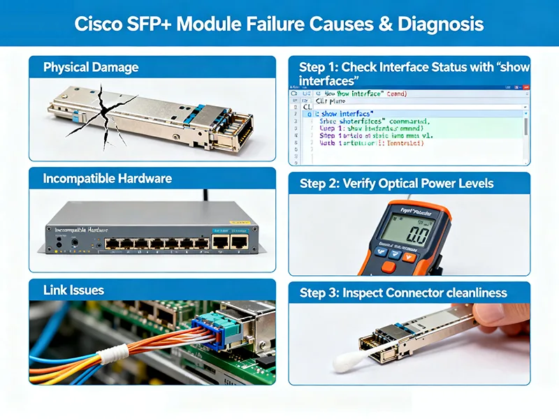Causas e diagnóstico de falhas do módulo Cisco SFP+
