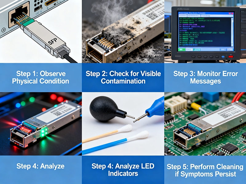 How to determine when an SFP module requires immediate cleaning
