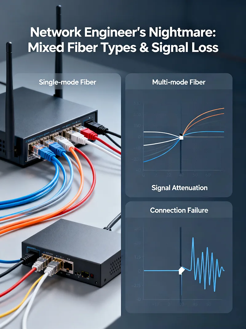 Types de fibres mixtes et perte de signal