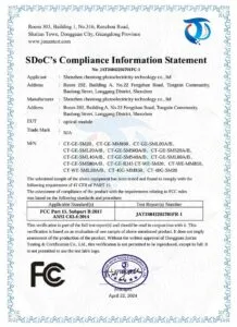 Certificado FCC - Módulo óptico
