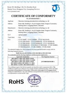 Certificado RoHS - Módulo óptico