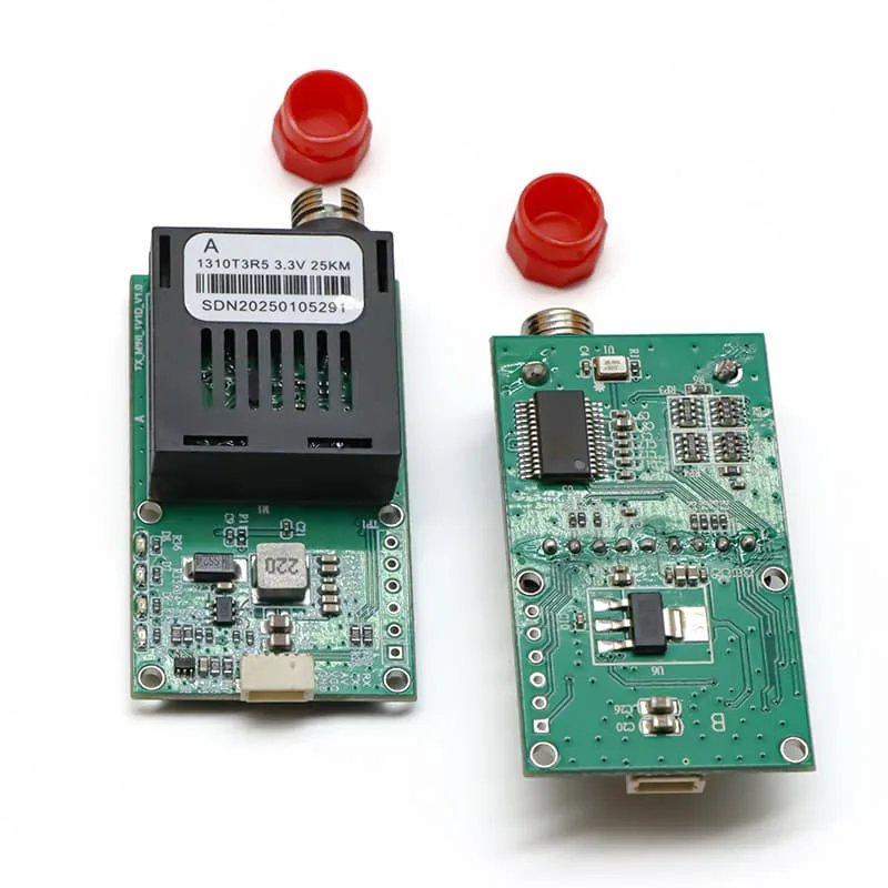 UAV Drone Fiber Optic Transceiver Module Front and Back