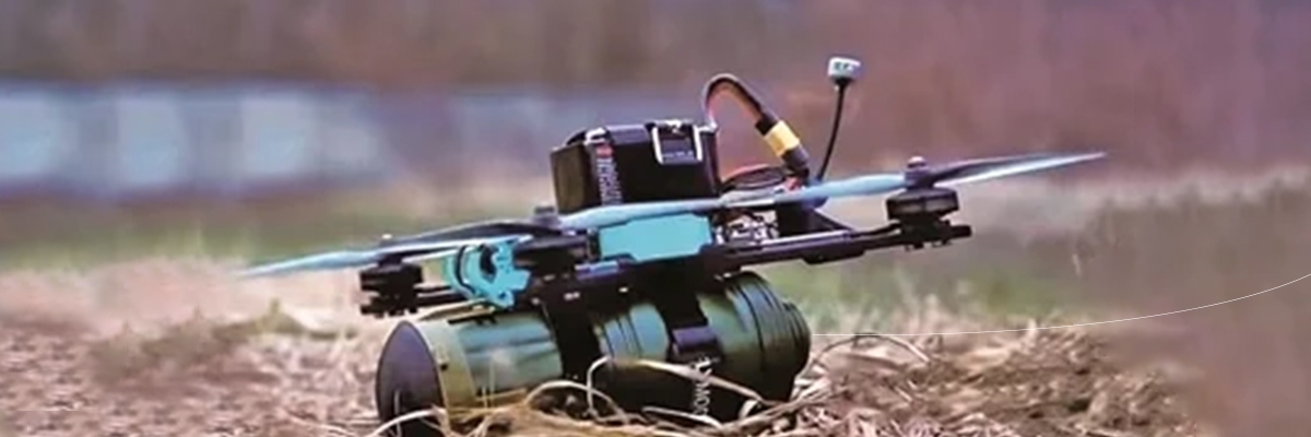 Fiber Optic Drone slow landing.