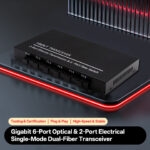 2x RJ45 to 6x SFP Mini POE Media Converter