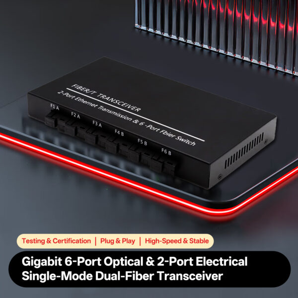 2x RJ45 to 6x SFP Mini POE Media Converter