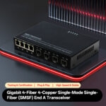 4xRJ45 to 4xSFP Copper to Fiber Media Converter