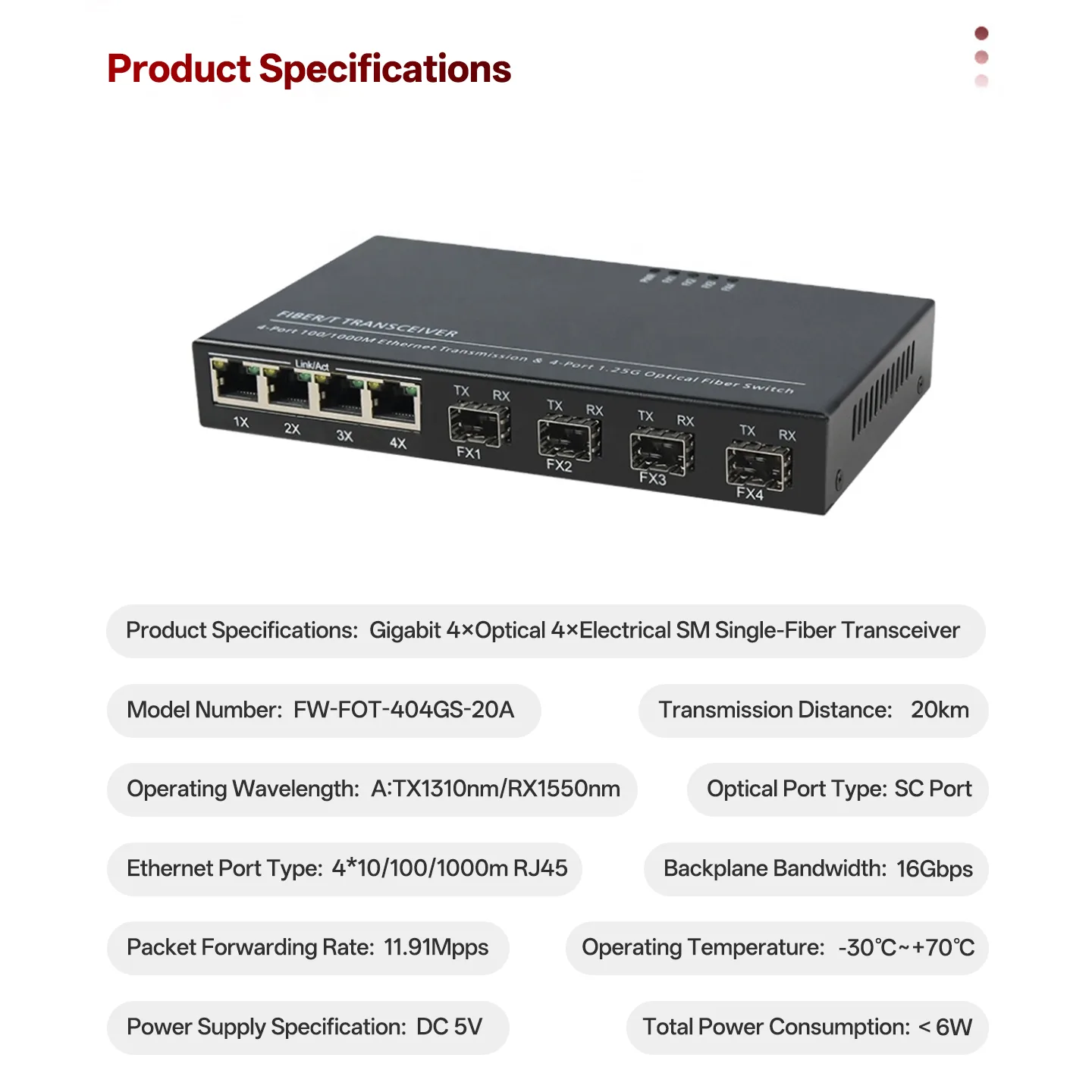 Медный медиаконвертер RJ45 в SFP (4 разъема RJ45) - 4 разъема SFP (4 разъема SFP) - 2 шт.