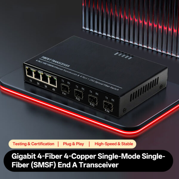 4xRJ45 to 4xSFP Copper to Fiber Media Converter