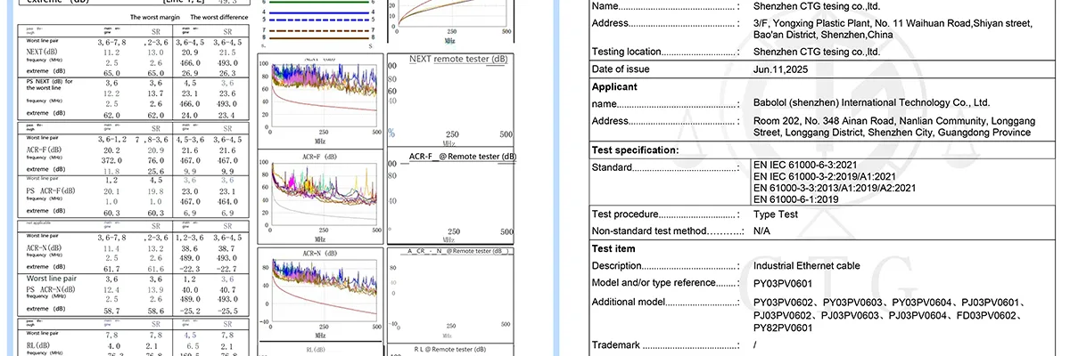 イーサネットパッチコード識別テストレポート