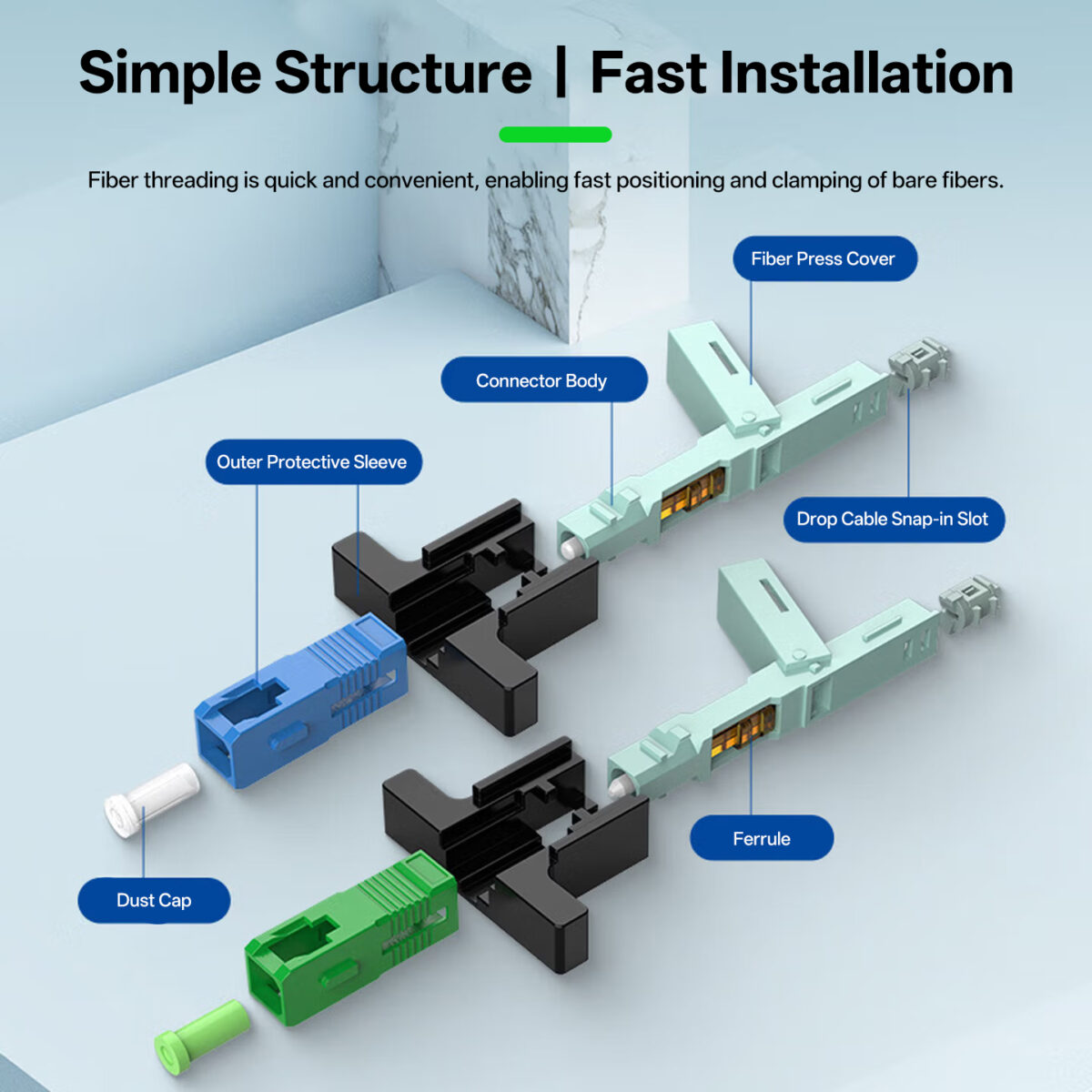 SC APC/UPC Gland Type Fast Connector for FTTH Drop Cable - Byxgd
