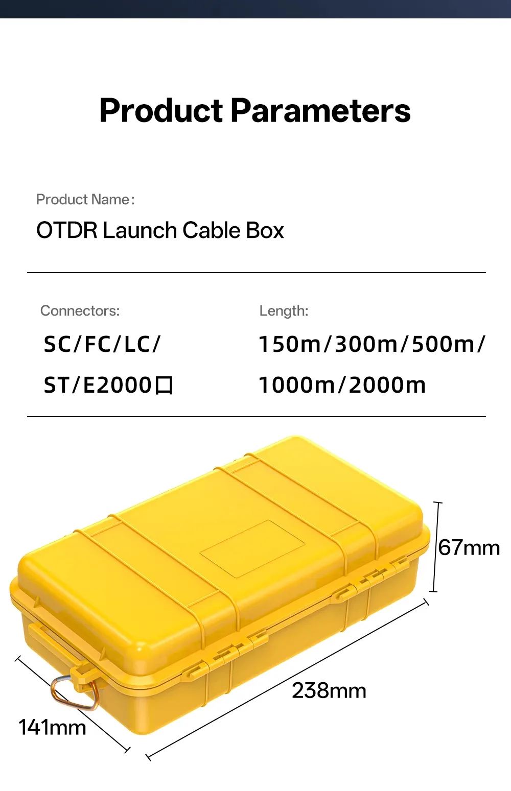 Taille du boîtier de lancement du câble OTDR à fibre optique SM/MM